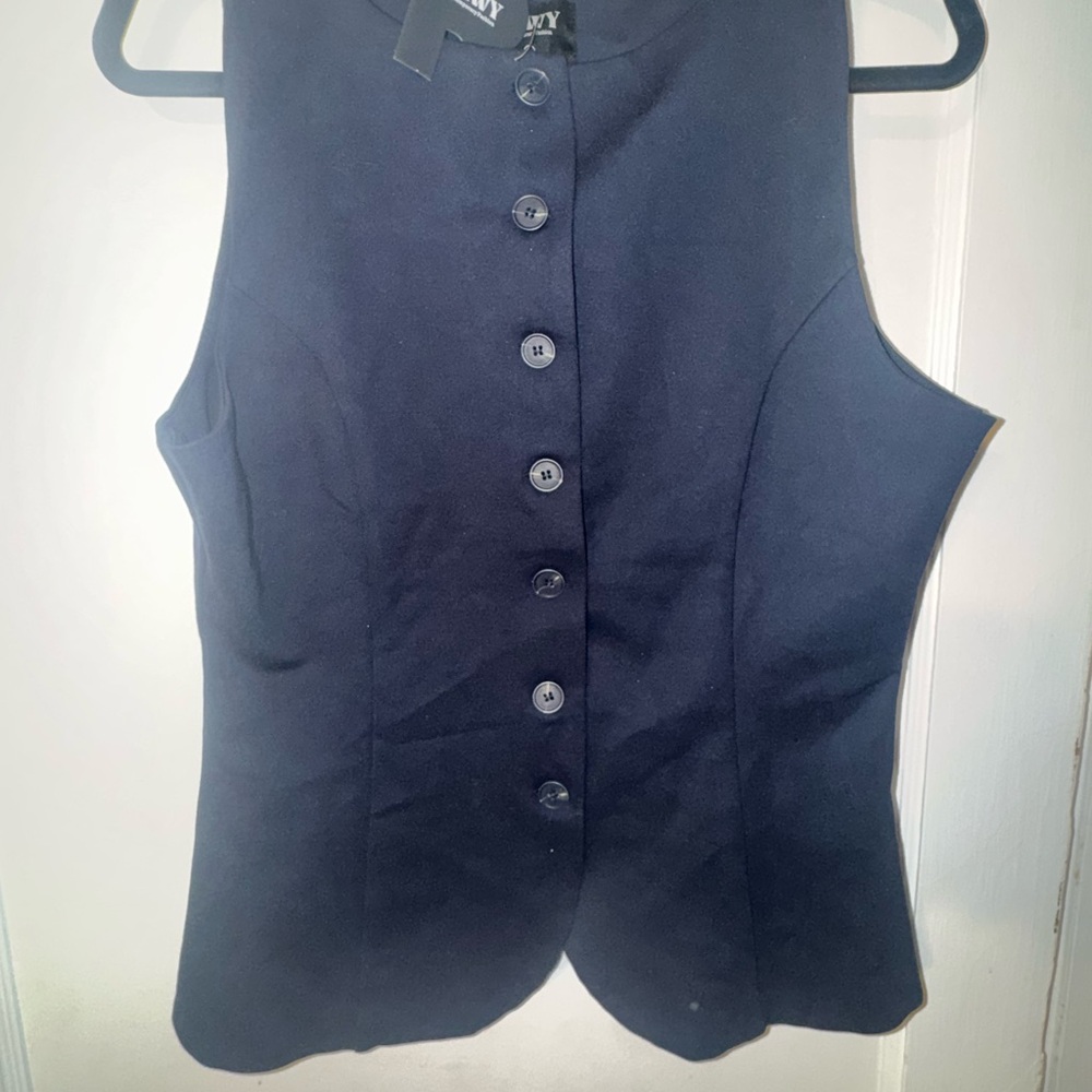 Navy Button-Up Vest